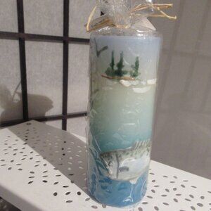 It's a Fishy Life, Candle, Hand Painted, Original, Helen Radok, Nature, Art